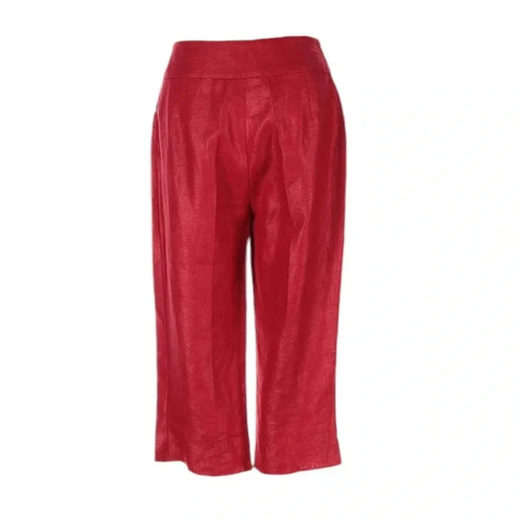 LONGCHAMP Linen High Rise Cropped Pants Red Size 36 NWT - Picture 4 of 14